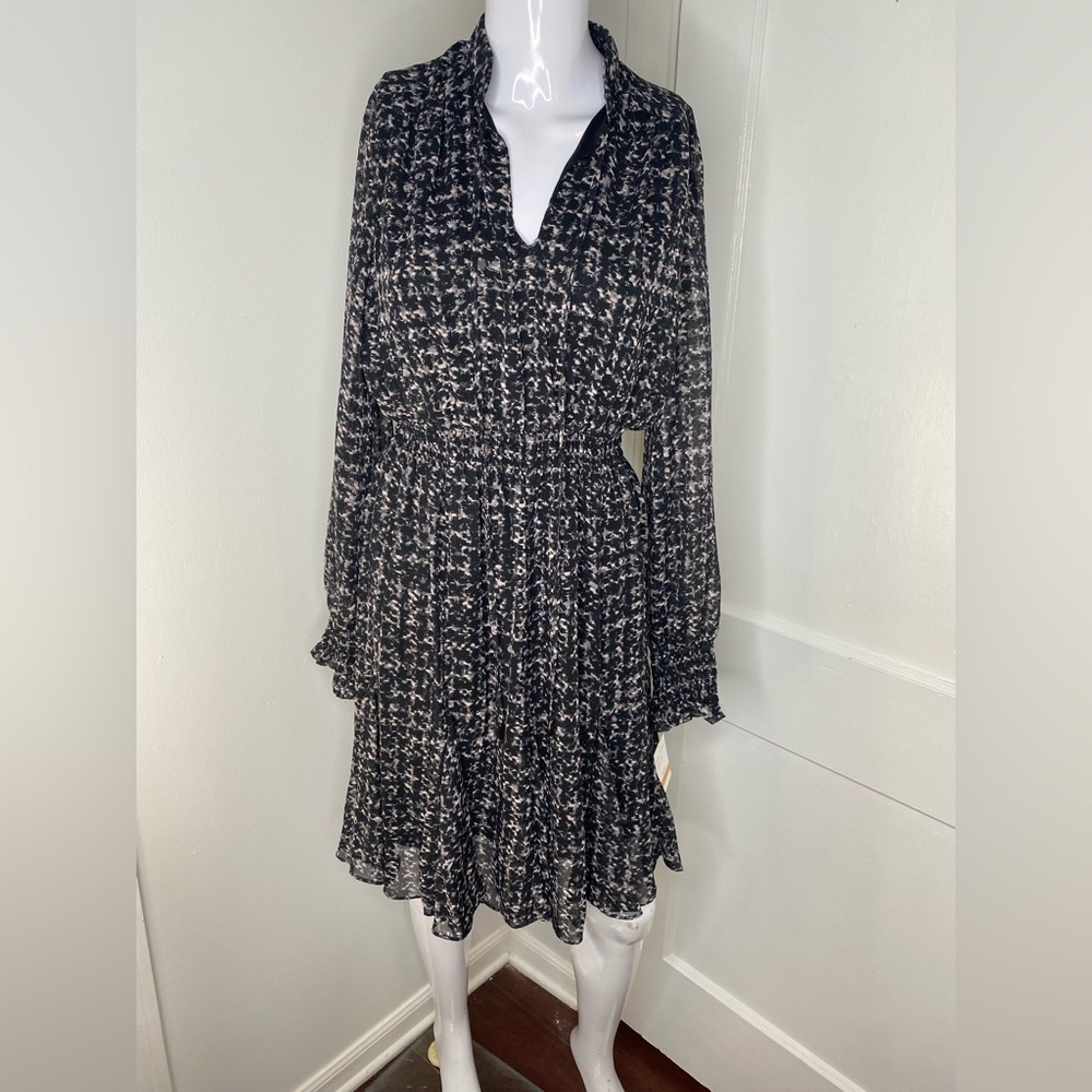 Just...Taylor NWT  Black and White Dress with Bishop Sleeves